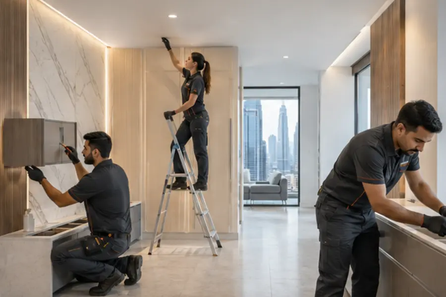 Interior improvement and fit-out team at work